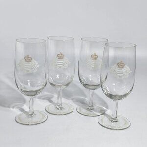Prince Hubert De Polignac Cognac Etched Stemmed Glasses Set Of 4 VTG